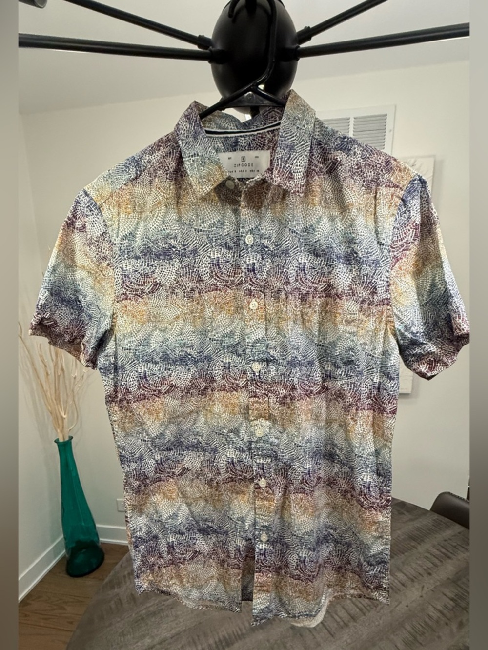 VINTAGE/Short-Sleeve Printed Camp Shirt - Multi-Color